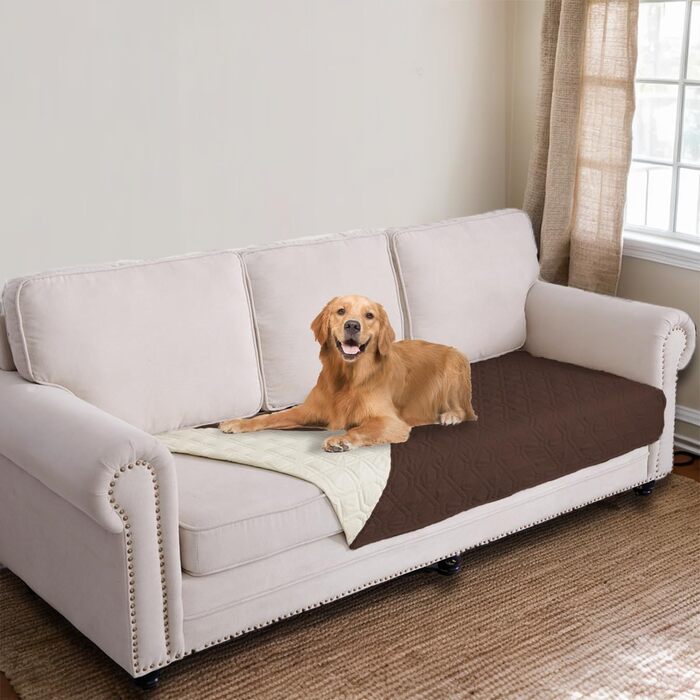 Водонепроникний килимок для собак - міцний килимок 173*203 см для вулиці, машинне прання, двосторонній килимок для собак, підходить для собак та котів (шоколад + бежевий, 75x175 см)