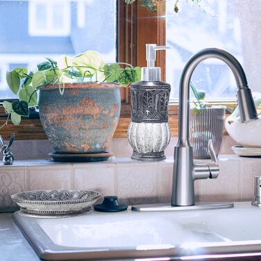 Набір аксесуарів для ванної кімнати Pumkins, ретро-стиль (сірий), 4 шт. (1 чашка, 1 тримач для зубних щіток, 1 мильниця, 1 дозатор мила)