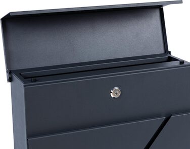 Поштова скринька Zelsius з газетницею, антрацит RAL 7016, з плавним закриттям | Настінна або стійкова установка