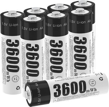 Зарядний пристрій для акумуляторів AA AAA AICARGER з LCD-дисплеєм, 4 слоти, швидка зарядка 5V/2A, 8 акумуляторів (3600 mWh)