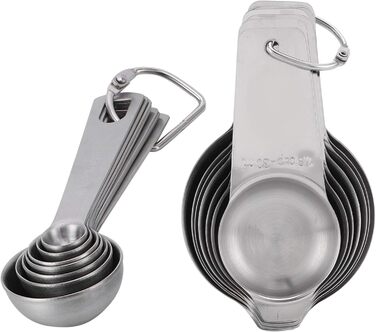 Set of 14 measuring cups and spoons with graduated measuring spoons for baking, measuring spoons made of food-grade stainless steel with a narrow head