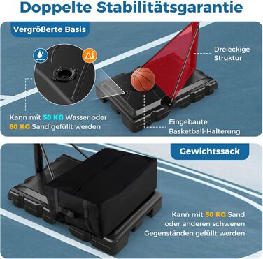 COSTWAY Adjustable Height Basketball Hoop System - Outdoor Mobile Basketball Stand with Wheels & Weight Bag (149-305cm)