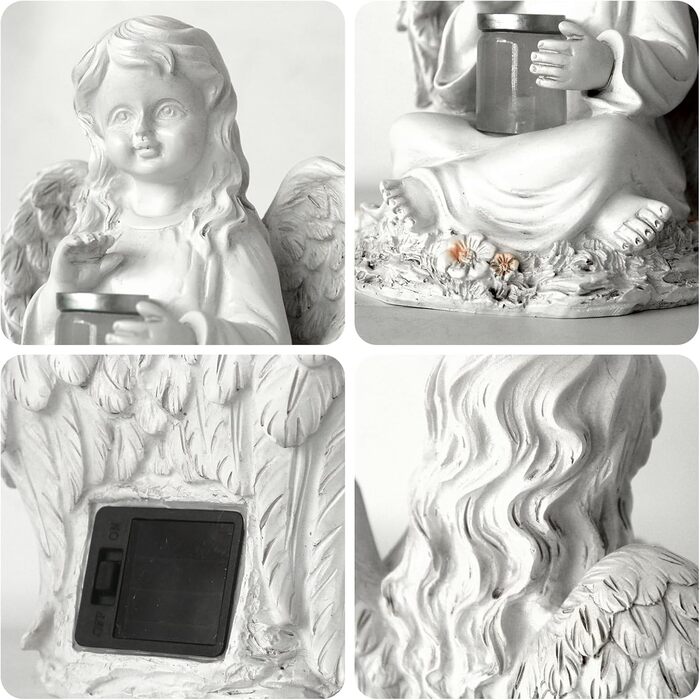 Tuzsocr Angel Garden Figurines Solar Stake Lights for Outdoors, Weatherproof Grave Decorations for Cemetery Outdoor Garden Decor