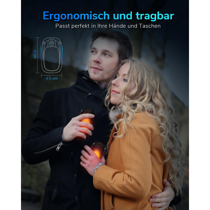 Електричний нагрівач для рук, перезаряджуваний, 2 шт. (чорний)