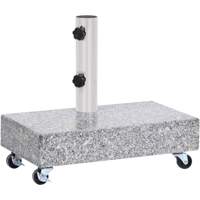 vidaXL Umbrella Stand with Wheels - Parasol Stand - Umbrella Holder - Umbrella Stand - Foot - Terrace - Garden - Light Grey - 45x25x8.3cm - Granite
