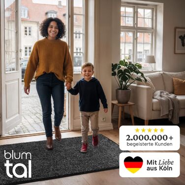 Килимок вхідний Blumtal 80x120 см, мікрофібра, вологостійкий та протиковзкий килим для дому (Антрацит)