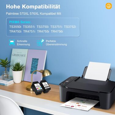 Картриджі Palmtree PG-575XL та CL-576XL для принтерів Canon PIXMA TS3550i, TS3551i, TS3750i, TS3751i, TS3752i, TR4750i, TR4751i, TR4755i, TR4756i (чорний та кольоровий, сумісні)
