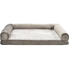 Amazon Basics Foam Dog and Pet Bed with Removable Cover, Gray, (L x W x H) (U-shaped Sofa - Brown, 112 x 89 x 20 cm)