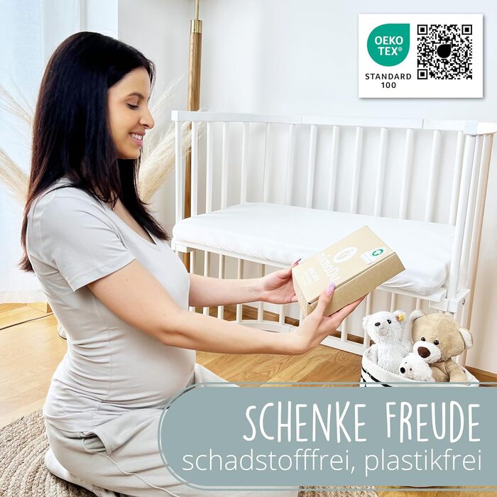 Набір постільної білизни для дитячого ліжечка з органічної бавовни GOTS (Oeko-Tex100), 100 x 135 см. Включає наволочку 40x60 см та ковдру 100x135 см. Підходить для хлопчиків та дівчаток, сірий колір.