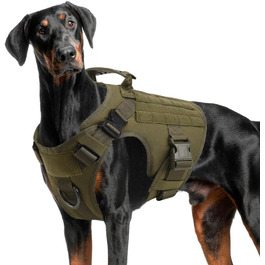 FEIMA Tactical Dog Harness with Handle Military Mesh Working Tactical Dog Vest Chest Harness for Large Dogs No Pull Adjustable Vest for Walks Training (Army Green, S) Army Green S