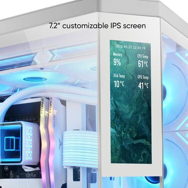 Корпус для ПК Mars Gaming MC-U3 ATX XL, білий, 3 ARGB вентилятори 120мм, загартоване скло, LCD-дисплей (MC-3T CORE LCD)