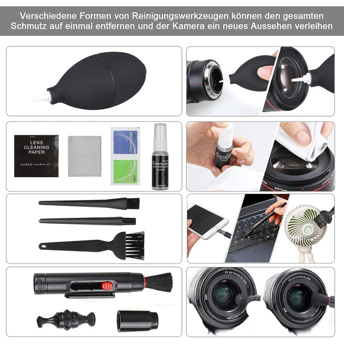 Набір для чищення камери та оптики: 18 шт. (ракетний продув, Lenspen, щітка, серветка)