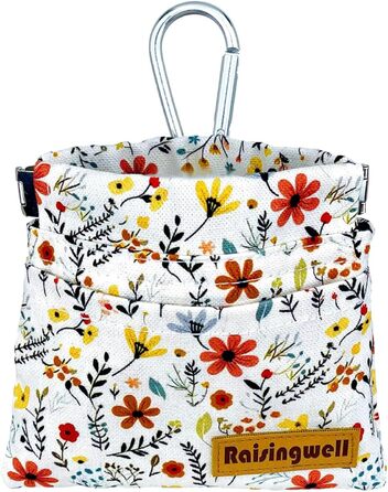 Сумка для корму для собак Leckerlibeutel – міцна бавовняна сумка для прогулянок з карабіном та самозакривною застібкою, ідеальна для подорожей та активного відпочинку (Begie Blume)