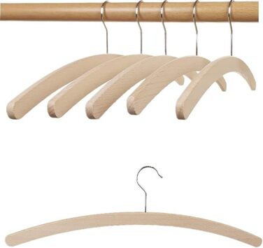HAGSPIEL Clothes Hanger made of Beechwood, Simple Hanger raw, 42 cm long, very space-saving, with galvanized screw hook Made in Austria (EU) (30, Standard raw)