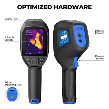 TOPDON TC004 Міні тепловізор, 240x240 IR-роздільна здатність, ручний тепловізійний прилад, 15 годин роботи від акумулятора, частота оновлення 25 Гц, діапазон температур -20℃ до 450℃, високий/низький температурний тригер (чорний)