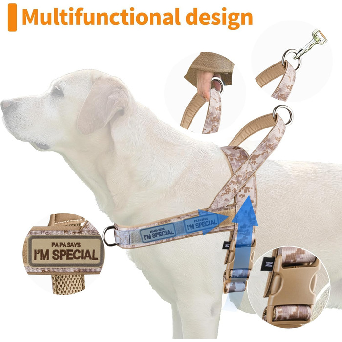 Нашийник для собак без тяги, розмір M, Camouflagekhaki, антивислизаючий, регульований