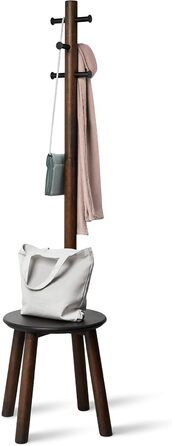 Umbra Pillar Coat Rack with Bench, Default_no_Selection_Value, White/Natural, One Size (Black/Walnut, Coat Rack with Bench)