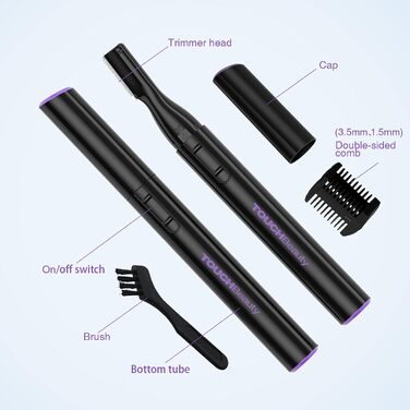 Електричний триммер для брів TOUCHBeauty AG-815B: прецизійний коректор з гребенем, бездротовий, для жінок