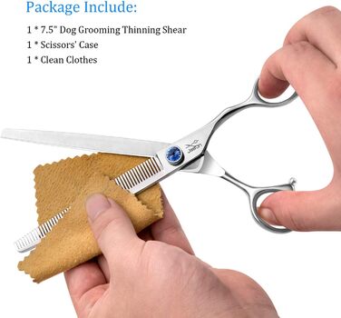 Професійна вигнута ножиці для грумінгу собак JASON 7' - ножиці для витончення шерсті, з японської сталі 440C (21 зуб), для професійного догляду за собаками