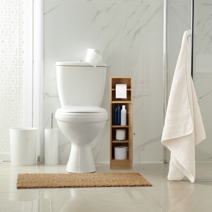 Relaxdays freestanding toilet paper holder, wood-look