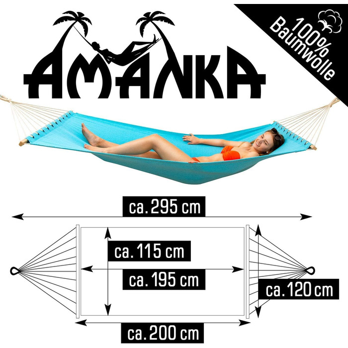 AMANKA XXL гамак-підвіс 200x120 см для двох, сірий/блакитний