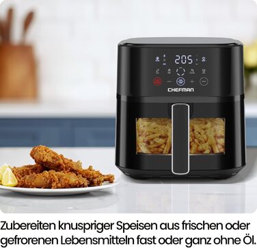 Фритюрниця без олії Chefman Hi-Fry 5.7L з сенсорним керуванням, антипригарне покриття, чорна