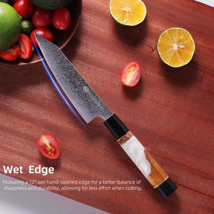 Японський ніж Kiritsuke FINDKING 9 дюймів (серія BLACK-ROSE), ніж для професійних та домашніх кухарів, ніж з дамаської сталі, овочевий ніж 5 дюймів