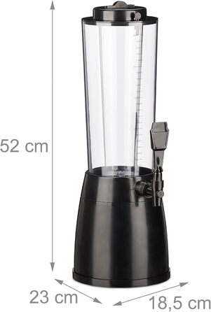 Таверна для пива Relaxdays 2.5 л з краном та охолодженням, диспенсер для напоїв, прозорий/чорний, для саду та дому