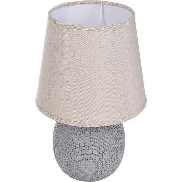 BRUBAKER Настільна/Нічна лампа 2 шт. - 28,5 см - Коричневий/Бежевий - Керамічні цоколя з текстурою - Льонові абажури Бежеві