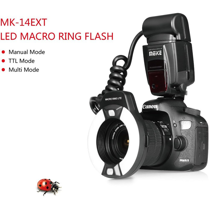 Кольцевий світловий прилад Meike MK-14EXT-C для Canon EOS DSLR з LED AF Assist лампою