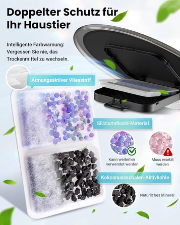 Автомат годівлі для котів з APP та таймером, 6 л / 25 порцій, 3 миски, 3 пакетики силікагелю, система запобігання застряганню, WiFi 2.4G, запис голосу, чорний