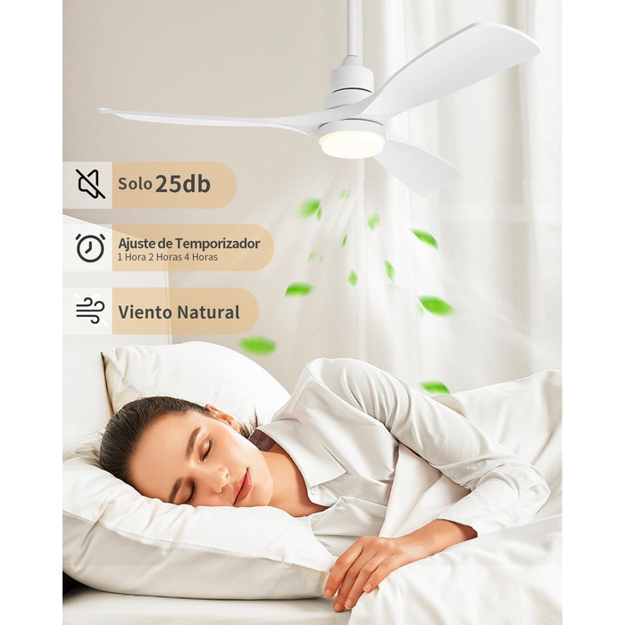 Стельовий вентилятор з LED-освітленням та пультом керування, 132 см, DC-мотор, 6 швидкостей, таймер, для приміщень та вулиці, білий