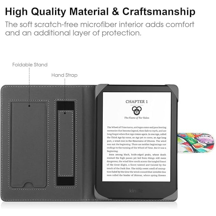 Чохол-підставка для Kindle Paperwhite, Kobo Clara HD/2E, Pocketbook, Tolino, Sony E-Reader з натуральної шкіри