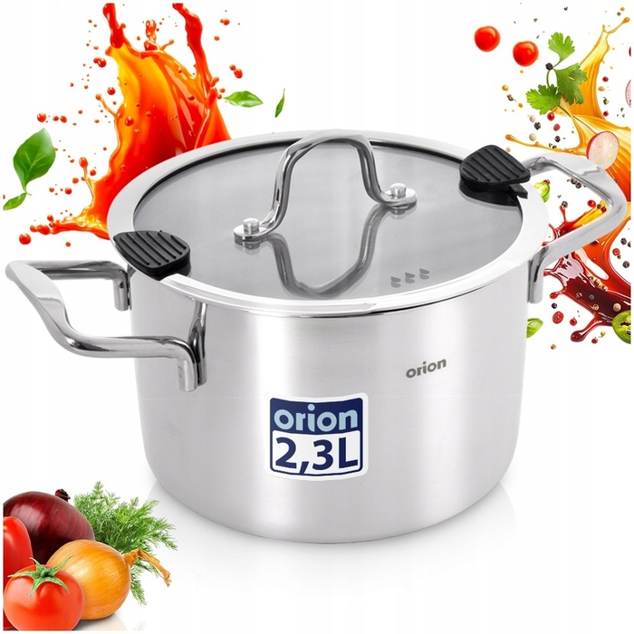 Каструля ORION VENICE з кришкою, нержавіюча сталь, 18 см, 2,3 л, PREMIUM