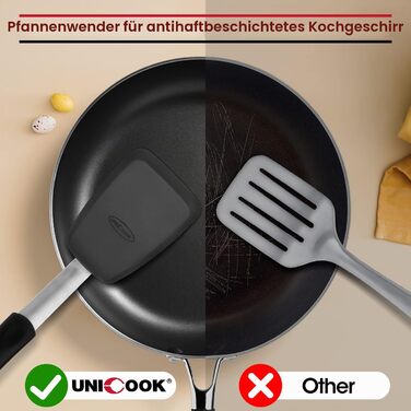 Набір лопаток кухонних силіконових Unicook (2 шт) для смаження яєць, млинців, омлетів та бургерів