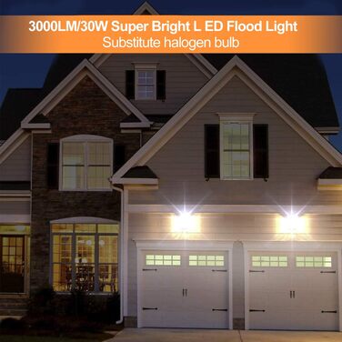 IKODM Outdoor Flood Lights, Pack of 5, 30W LED Floodlights, 3000K Warm White Outdoor Lighting Floodlight, Waterproof Super Bright 2250LM Construction Lights for Outdoor Yard Garden Garage Sports Field