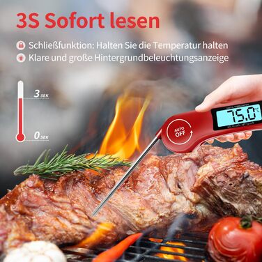 Цифровий термометр для м'яса DOQAUS: приготування на грилі, BBQ, приготування їжі. Швидке зчитування, довга сонда, LCD-дисплей.