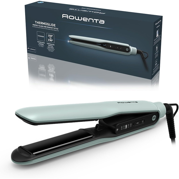 Випрямляч для волосся Rowenta Thermoglide SF5120E0 Titanium, 5 режимів (170-230°C), чорний/синій