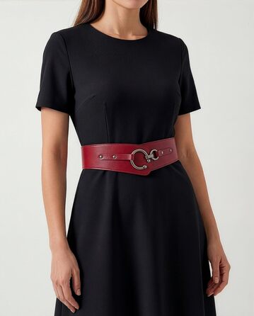 Пояс жіночий BlackButterfly Vintage з регульованою пряжкою, еластичний, червоний, розмір XL