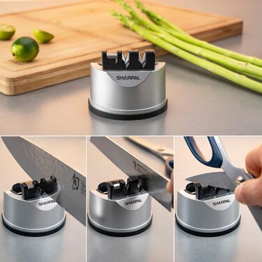 SHARPAL 191H - ручний точило для ножів з 3 ступенями, професійне, з присоскою. Підходить для ножів з прямим та хвилястим лезом