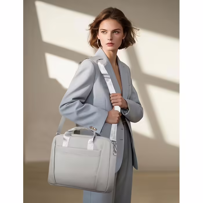 GAOCHY 15-16 inch Shoulder Laptop Bag Compatible with MacBook Pro 16, MacBook Air 15 M4 2025, 15.6 inch Aspire, Vivobook 16/15, Inspiron 15, Messenger Bag with Shoulder Strap, Silk Gray