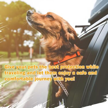 Нашийник для собак з ланцюгом, 53 см, автомобільний ремінь безпеки для собак, нержавіюча сталь 304, нашийник для собак, безпечний для маленьких/великих собак, котів