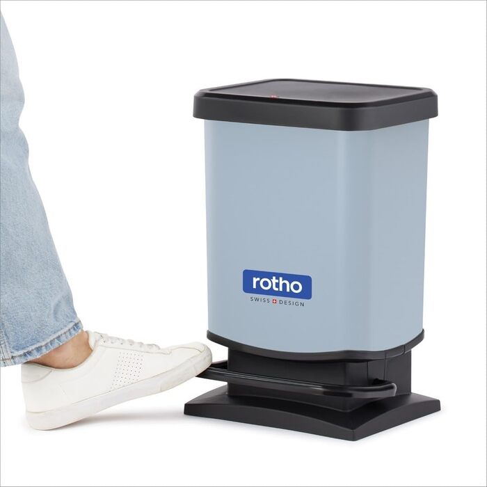 Відро для сміття Ho Paso 20л з кришкою, пластик (PP перероблений), BPA-free, блакитне