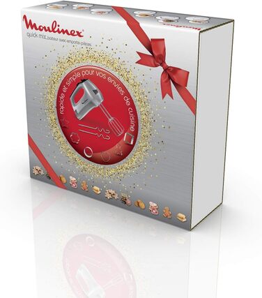 Міксер ручний Moulinex Quickmix HM3108, 300 Вт, 5 швидкостей, 2 насадки, нержавіюча сталь, чорний