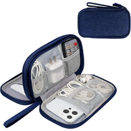 Органайзер для кабелів Simpolor: подвійний шар, для подорожей, USB, Powerbank, SD-картки (Блакитний)