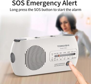 Радіо TOMASHI FM/AM/NOAA: ручне, з ліхтариком, SOS-сигналом, для надзвичайних ситуацій та відпочинку на природі