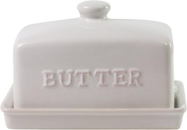 Traditional Ceramic Butter Dish, Classic White, 2-Piece Set, Pattern