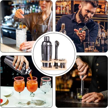 Набір шейкер для коктейлів, 5 предметів, 750 мл, нержавіюча сталь, професійний барменський набір, комплект для приготування Мартіні, барний інструмент для дому, з рецептами коктейлів (сірий)