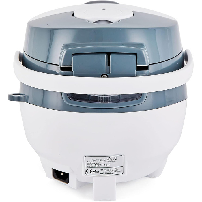 Yum Asia Panda Mini Rice Cooker with Ninja Ceramic Bowl and Advanced Fuzzy Logic (3.5 Cups, 0.63 Liters) 4 Rice Functions, 4 Multicooker Functions, 220–240V White / Grey