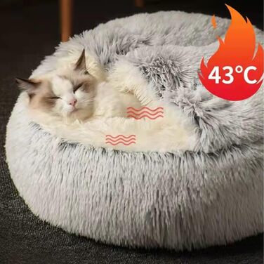 YAGE Soothing Cat Bed, Fluffy Plush Kitten Bed, Washable Anti-Anxiety Puppy Bed, Pet Bed for Small Dogs Soft Warm Donut Cat Sleeping Bag. No.: 015002802-0001 (M-50CM, green)